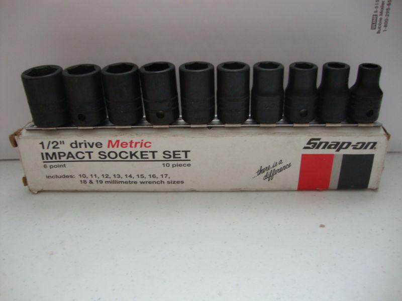 Snap on 10 piece 1/2" dr shallow metric impact socket set 310immya used mint