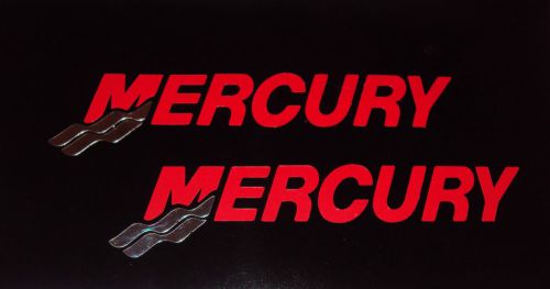 2 mercury outboard  red &amp; chrome tails marine vinyl set 17 inch