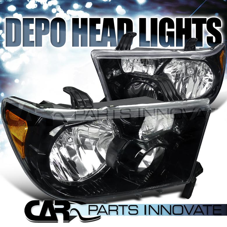 Toyota 07-12 tundra 08-12 sequoia black crystal headlights lamp depo