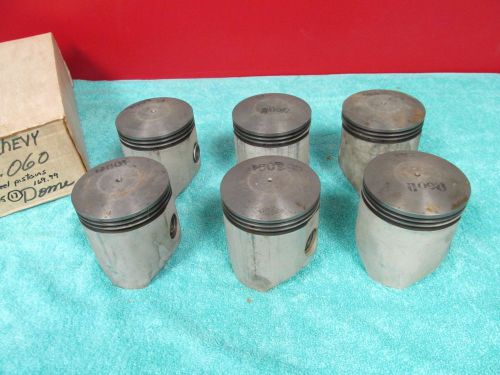 1937-40 chevy 216ci .060 over  steel  dome  pistons  set of ( 6 )  new  616