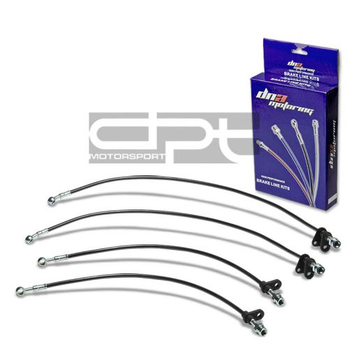 Prelude ba replacement front/rear stainless hose black pvc coated brake line kit