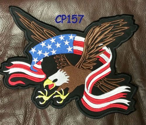 Screaming eagle with red white and blue flag banner center patch