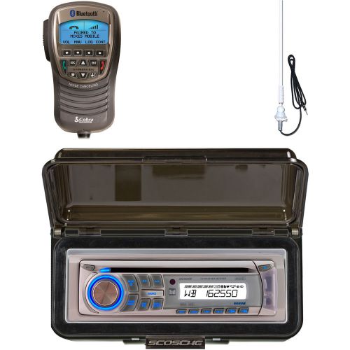 Dual am400w cd usb aux marine radio, bluetooth handset,  antenna, radio cover