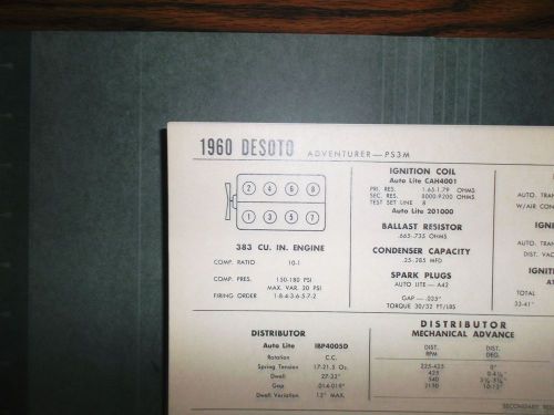 1960 desoto eight series adventurer-ps3m models 383 cubic inch v8 tune up chart