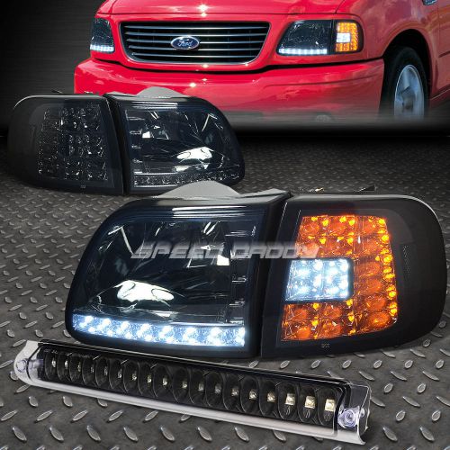 Smoked housing headlight+led signal+black 3rd brake light for 97-03 ford f150