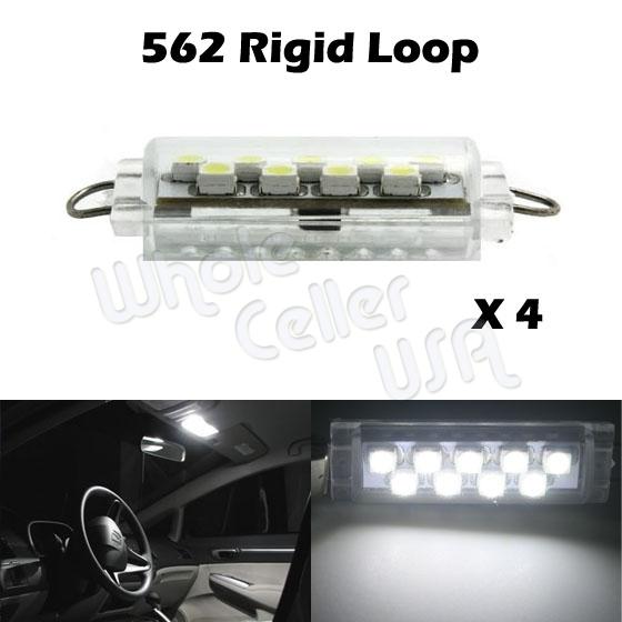 4x 562 rigid loop white light 44mm 9 3528 smd led for dome trunk cargo lights