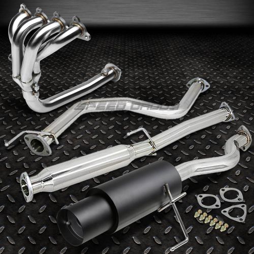 4.5&#034; black muffler tip racing catback+4-1 header exhaust for 92-95 civic 3dr eh