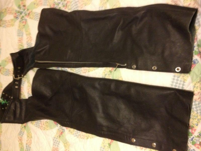 Leather chaps black motorcycle