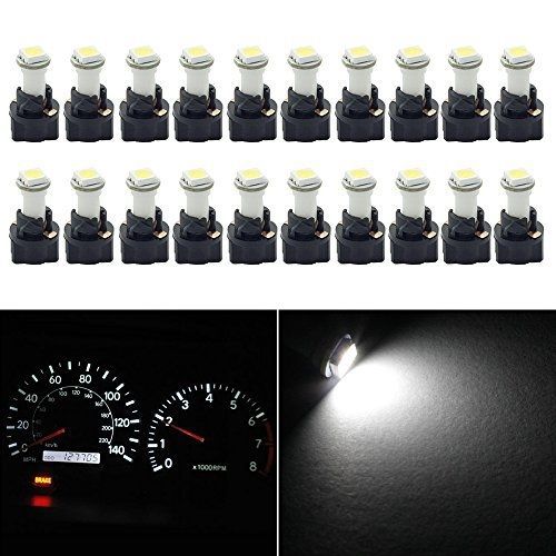 Hercoo pack of 20pcs pc74 t5 instrument panel gauge cluster smd led bulb w/ lock