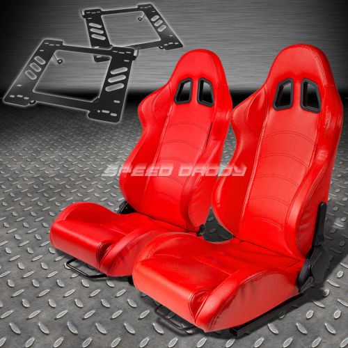 Pair type-1 reclining red pvc racing seat+bracket for 97-06 wrangler tj suv