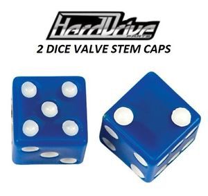 Valve stem caps blue dice chromies 2 pack dirtbike motorcycle atv utv suzuki