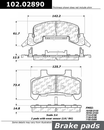 Centric 102.02890 brake pad or shoe, front-standard metallic brake pad