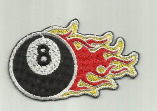 &#034;flaming 8 ball&#034; iron on biker patch harley davidson yamaha honda rockabilly hog