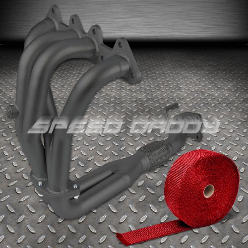 For 1998-2002 honda accord 2.3l f23 stainless black coated header+red heat wrap