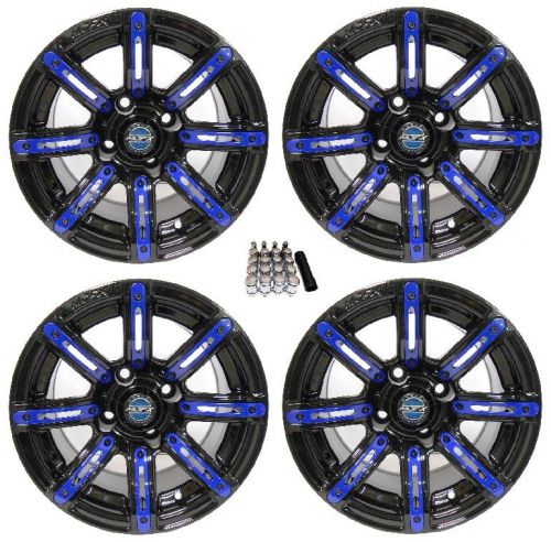 Madjax 12&#034; illusion black/blue golf cart wheels/rims ez-go &amp; club car