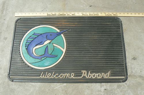 Vintage welcome aboard rubber floor mat marlin boat yacht ship cabin 17&#034; x 28&#034;