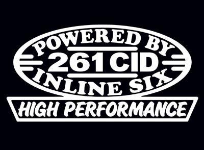 2 high performance 261 cid decal set hp inline straight 6 engine emblem stickers