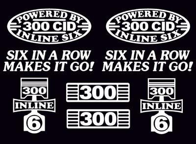 8 decal set 300 cid inline 6 engine straight six emblem stickers i6