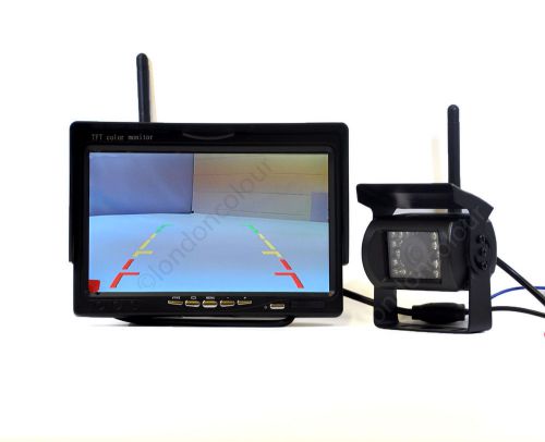 Wireless reversing camera + 7&#034; lcd colour monitor 2.4ghz for van truck 12v-24v