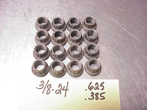 16 fine thread 12-point head stainless steel nuts 3/8-24&#034; (7/16&#034; wrench) nascar