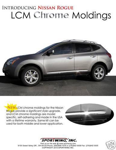 For: nissan rogue; body side moldings mouldings lower chromed trim 2008-2013