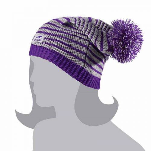 Arctic cat women&#039;s aircat slouch pom beanie hat - purple / gray - 5253-130
