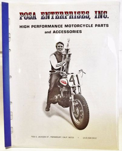 Vintage motorcycle flat track &#039;70&#039;s posa enterprises accessories catalog 18 pgs