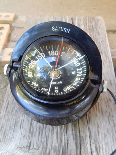 Vintage 1960-70s saturn black ship boat compass aqua meter ball globe slide top