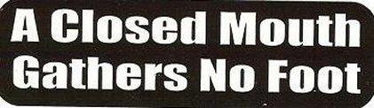 Motorcycle sticker for helmets or toolbox #1,018 a closed mouth gathers no foot