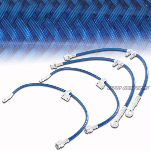 2000-2004 honda s2000 2.0l/2.2l front &amp; rear stainless steel brake lines - blue