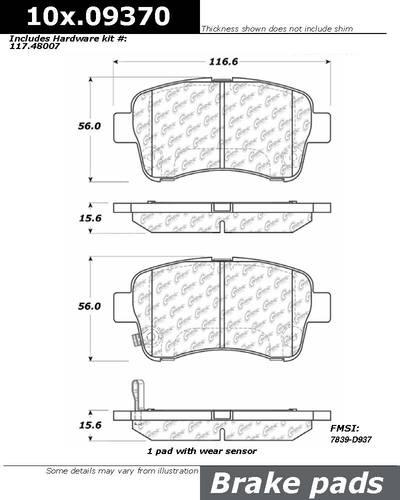 Centric 105.09370 brake pad or shoe, front