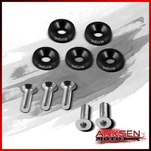 Aluminum light weight black fender washers + screws 5pcs (m6x20) set