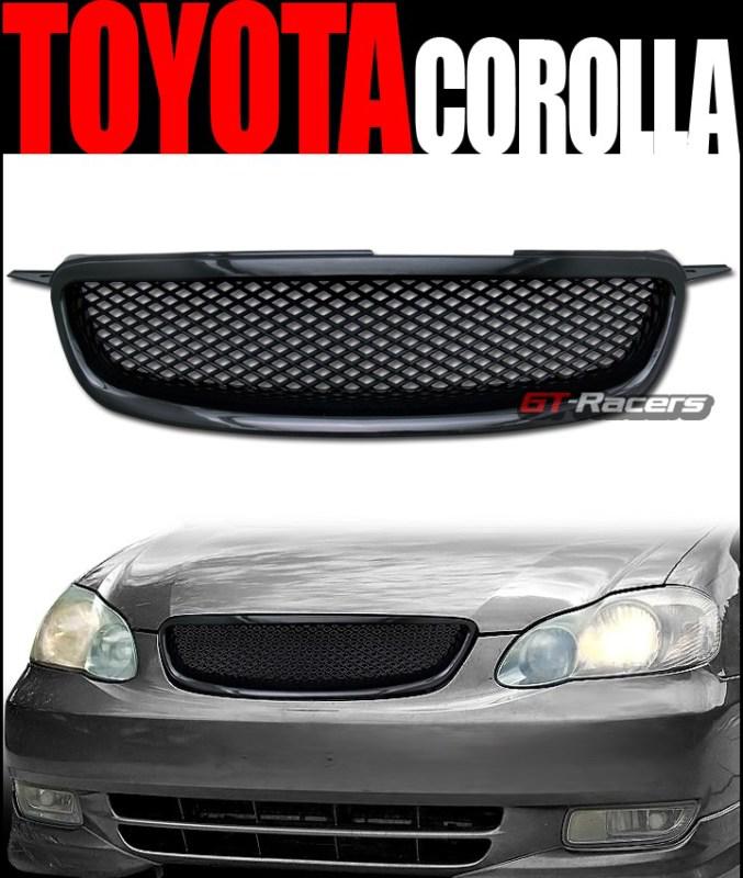 Jdm black tr-d mesh front hood bumper grill grille abs 2003-2004 toyota corolla