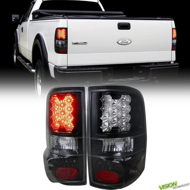 Jdm black led stop/brake taillights taillamps pair 04-08 f-150 styleside pickup