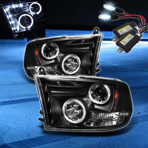 8000k slim xenon hid+09-13 ram 2x halo led projector headlights head lights set