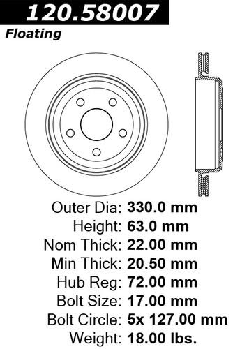 Centric 120.58007 rear brake rotor/disc-premium rotor-preferred