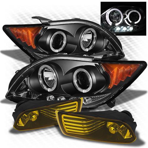 08-10 tc black halo led projector headlights + yellow fog lights w/switch combo