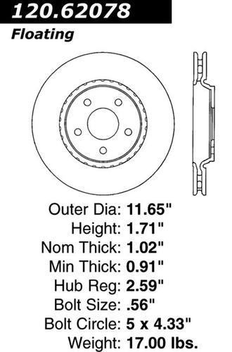 Centric 125.62078 front brake rotor/disc-high carbon rotor