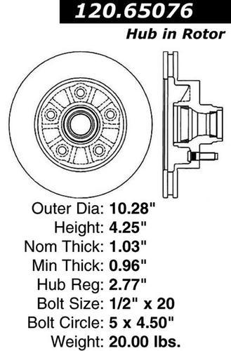 Centric 120.65076 front brake rotor/disc-premium rotor-preferred