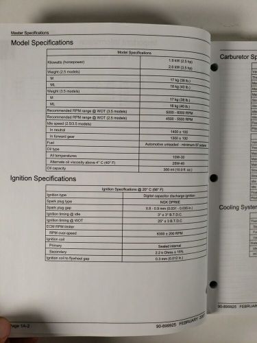 Mercury service manual 2.5/3.5 fourstroke starting sn: 0r131842  p/n 90-899925