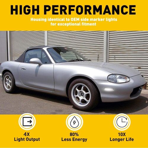 4x led side marker lights clear lens front + rear for 1990-2005 mazda miata mx-5