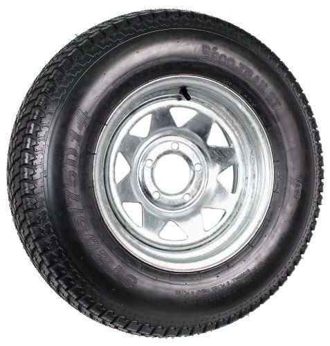 Trailer tire on rim st205/75d14 2057514 f78-14 5 lug wheel spoke galvanized