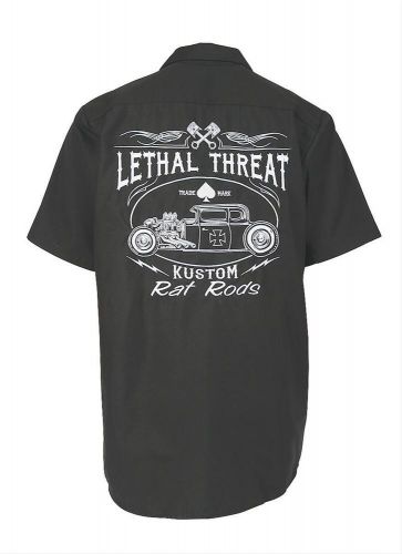 Lethal threat kustom rat rod embroidered work shirt fe50164m