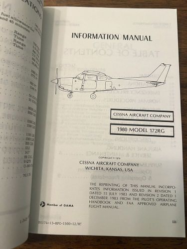 Cessna 1980 cutlass rg model 172rg information manual