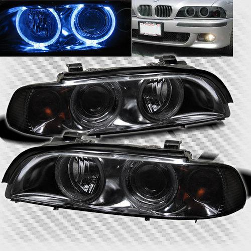 Smoked 97-03 bmw e39 5-series halo projector headlights smoke lamp head lights