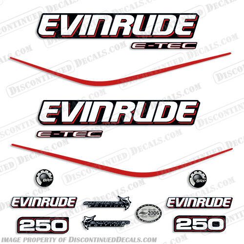 Fits evinrude 250hp e-tec decal kit - black cowl