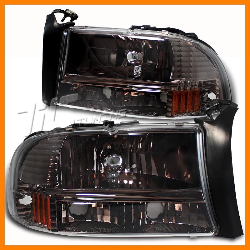 97-04 dodge dakota durango slt r/t smoke 1pc headlight