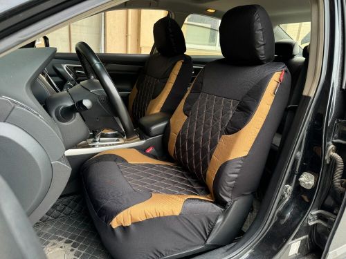 For chevy silverado 3500 2007-on car front seat covers black brown canvas 2pcs