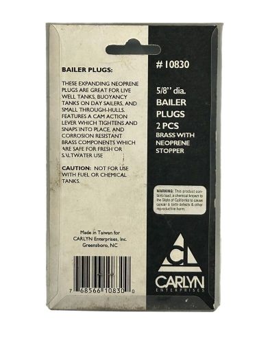 Carlyn enterprises 5/8&#034; diameter bailer plugs 2 pcs 10830