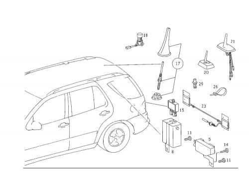 Genuine mercedes-benz antenna 163-820-15-75